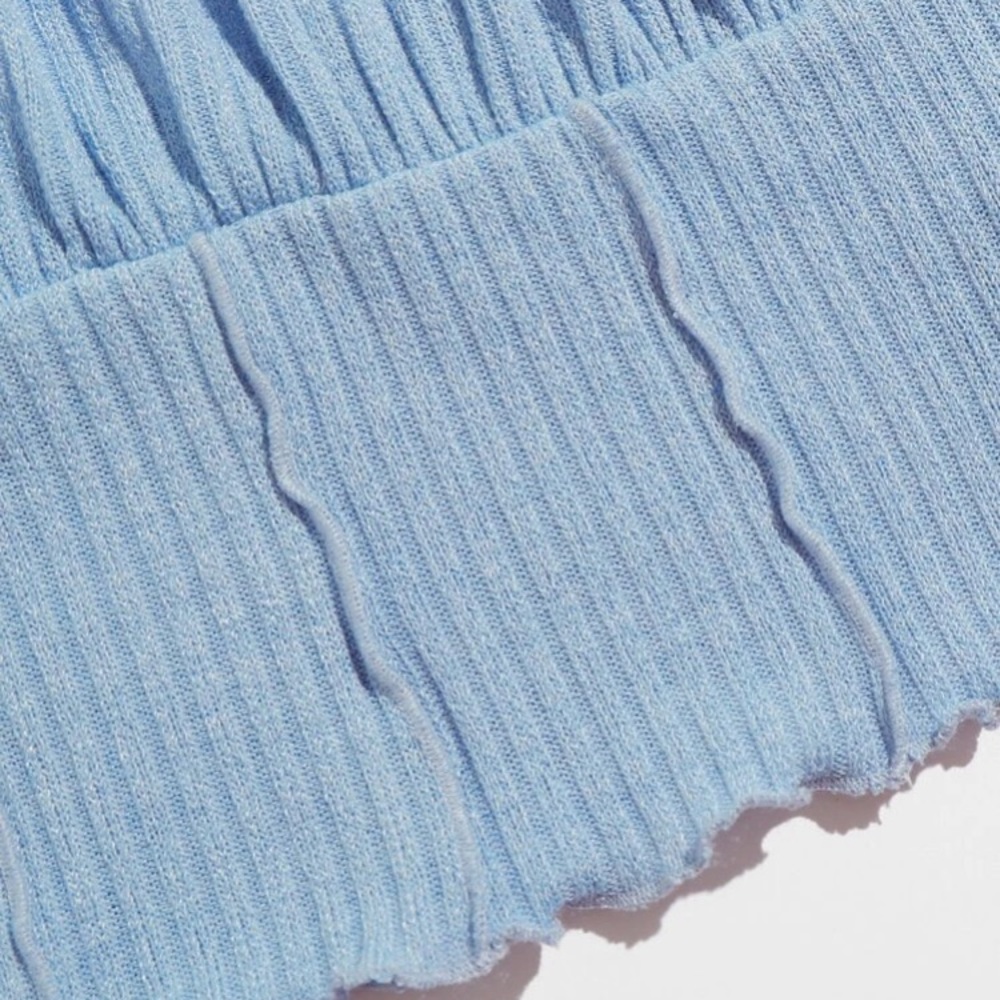 Light Blue Ruched Ruffled Cropped Cami Top XS - Picture 3 of 3